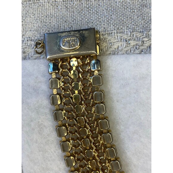 Vintage hobe bracelet red white crystal rhinestone Goldtoned clasp needs repair - Picture 5 of 9